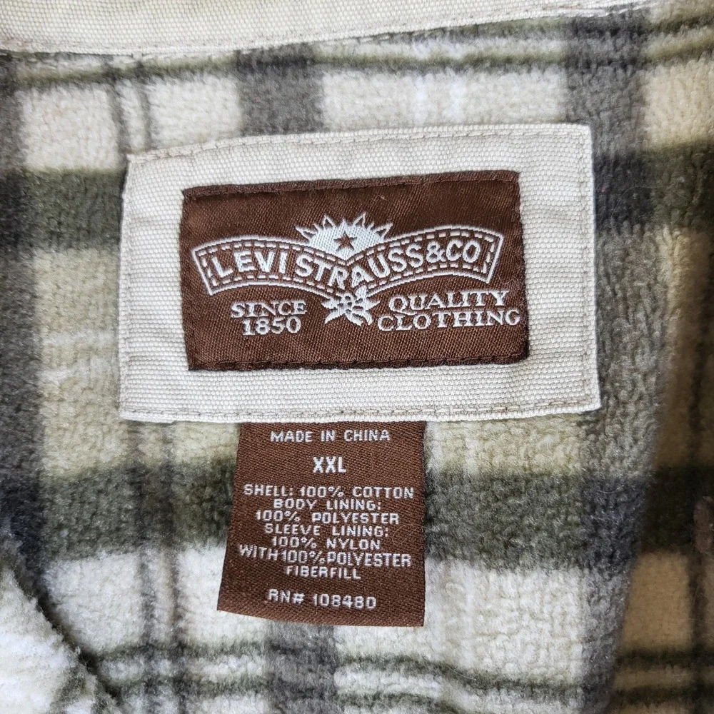 Levi Strauss & Co. XXL Men's Flannel Lined Shacket Jacket Beige Read*‎ - Picture 3 of 10
